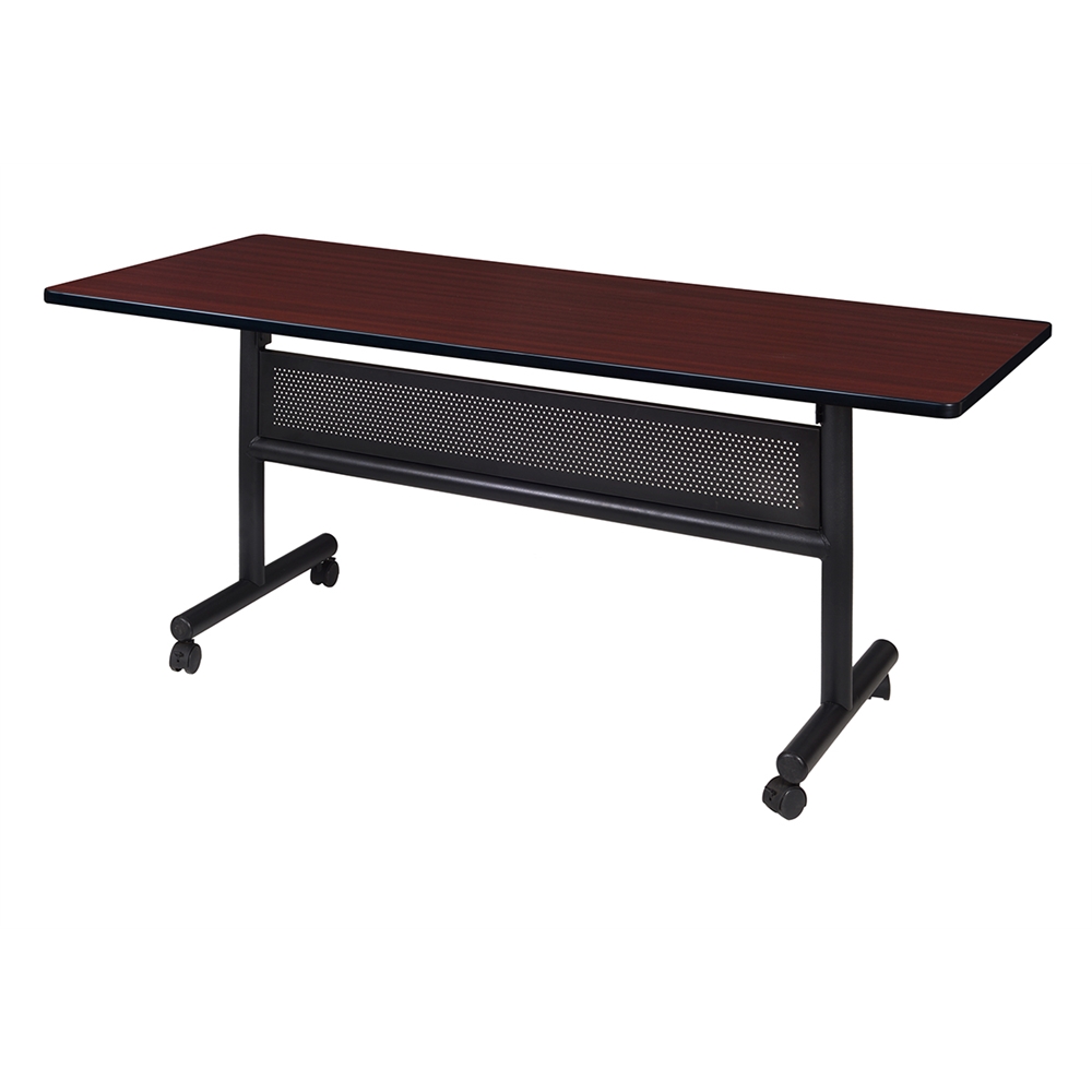 Kobe 60" x 30" Flip Top Mobile Training Table with Modesty- Mahogany. Picture 1