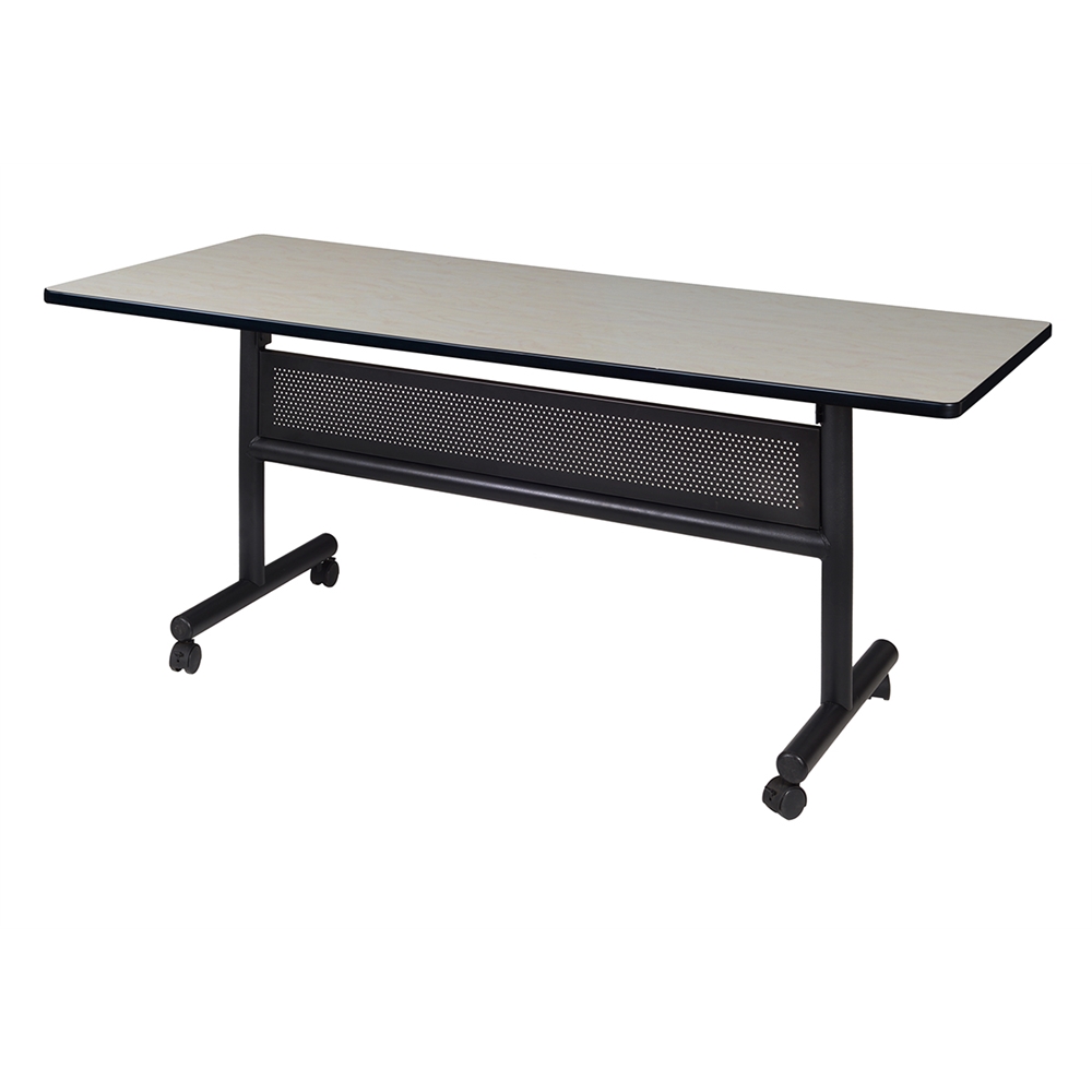 Kobe 60" x 30" Flip Top Mobile Training Table with Modesty- Maple. Picture 1