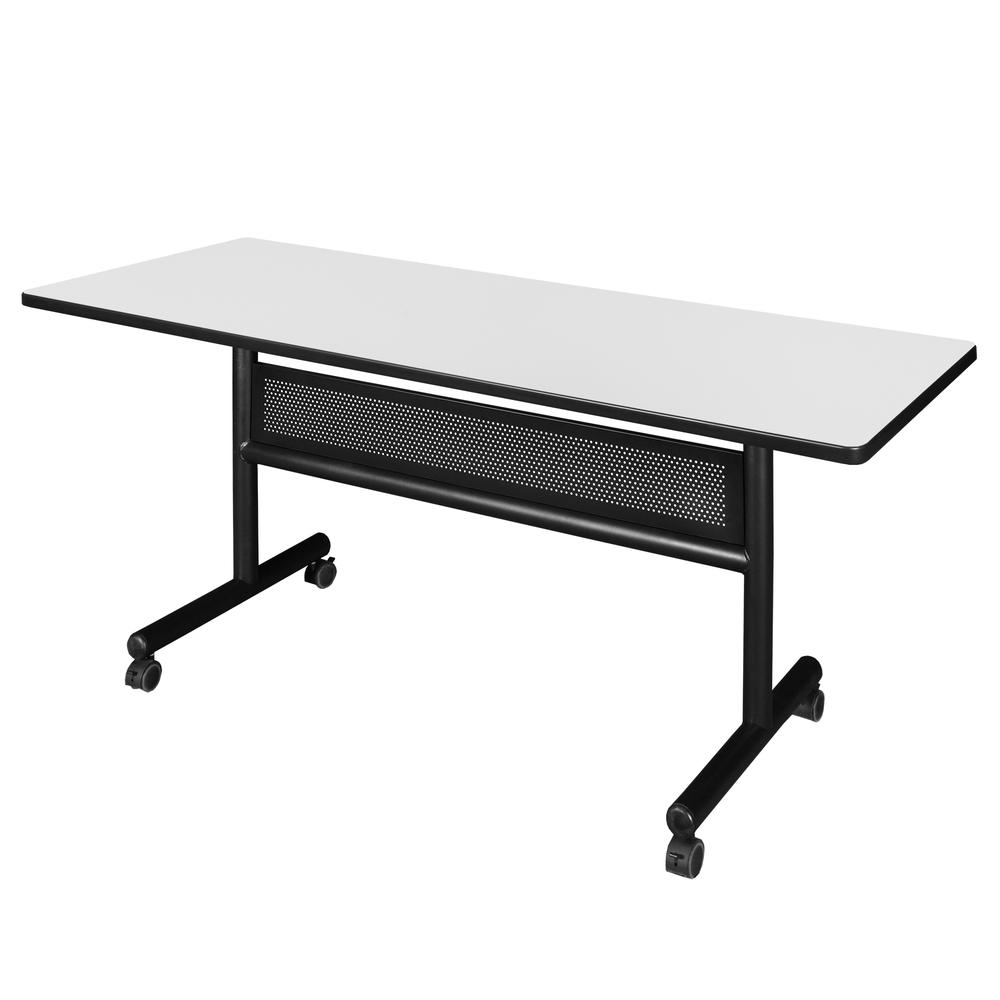 Kobe 60" x 30" Flip Top Mobile Training Table with Modesty- White. Picture 1