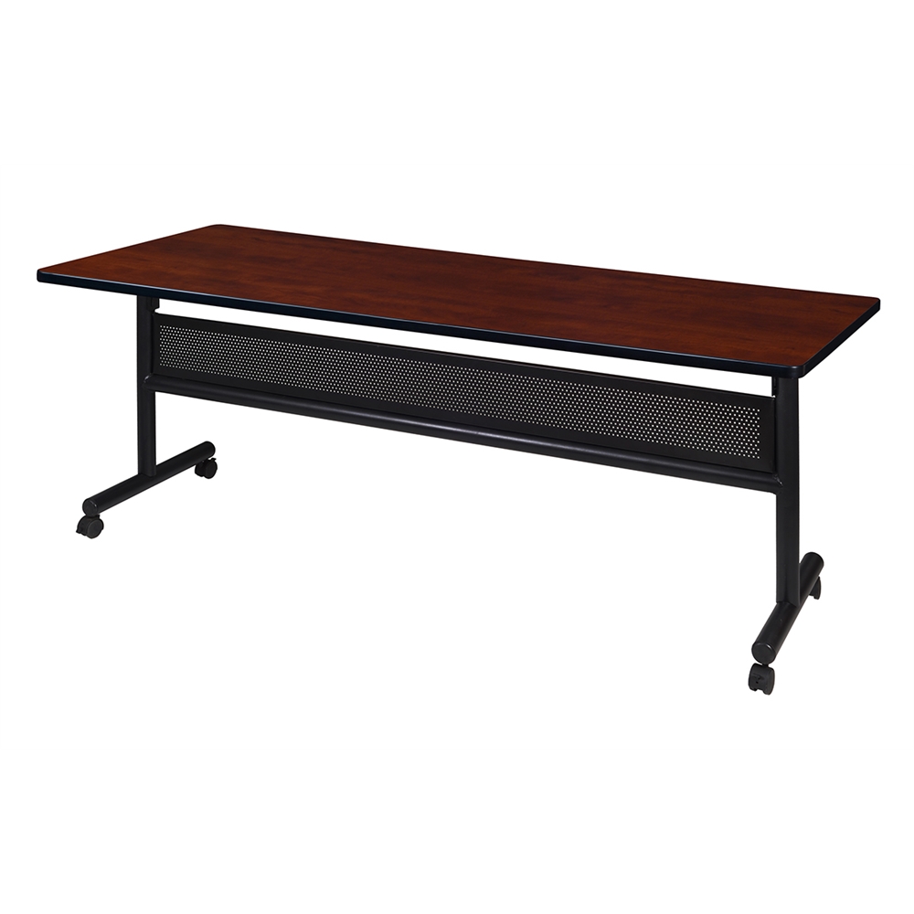 Kobe 72" x 30" Flip Top Mobile Training Table with Modesty- Cherry. Picture 1