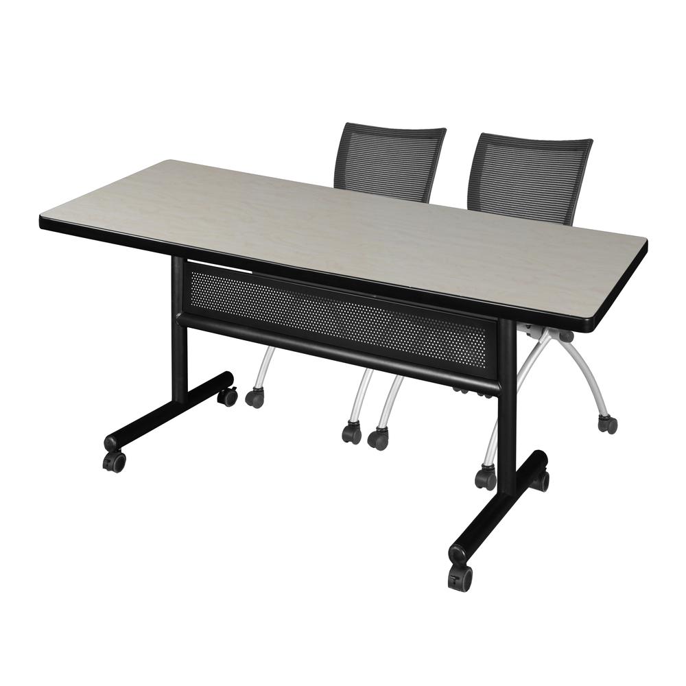72" x 30" Flip Top Mobile Training Table with Modesty Panel- Maple and 2 Apprentice Nesting Chairs. Picture 1