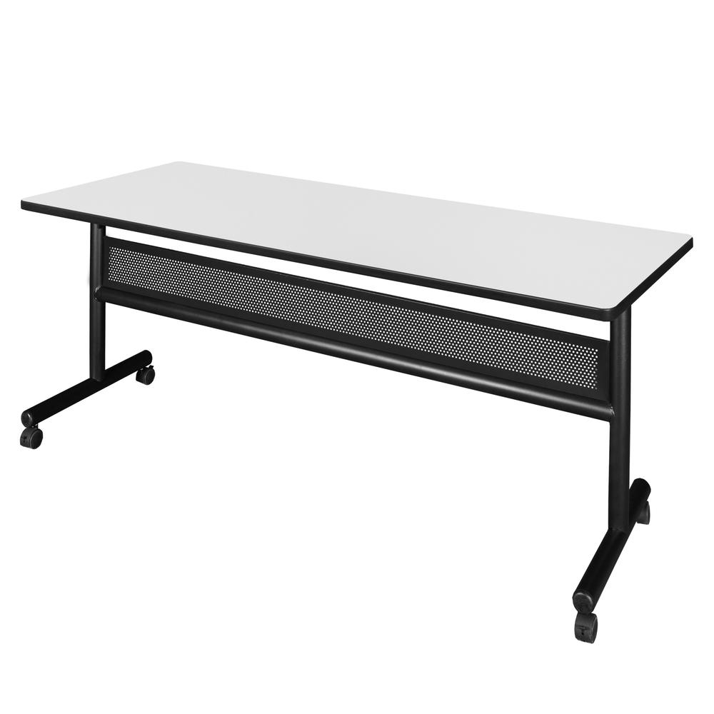 Kobe 72" x 30" Flip Top Mobile Training Table with Modesty- White. Picture 1