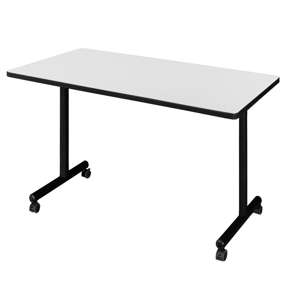 Kobe 42" x 24" Mobile Training Table- White. Picture 1