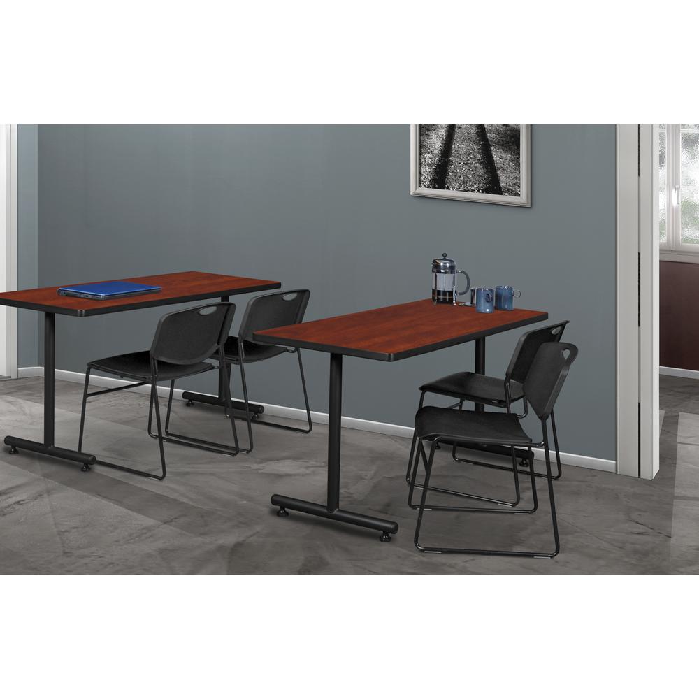 48" x 24" Kobe Training Table- Cherry & 2 Zeng Stack Chairs- Black. Picture 2