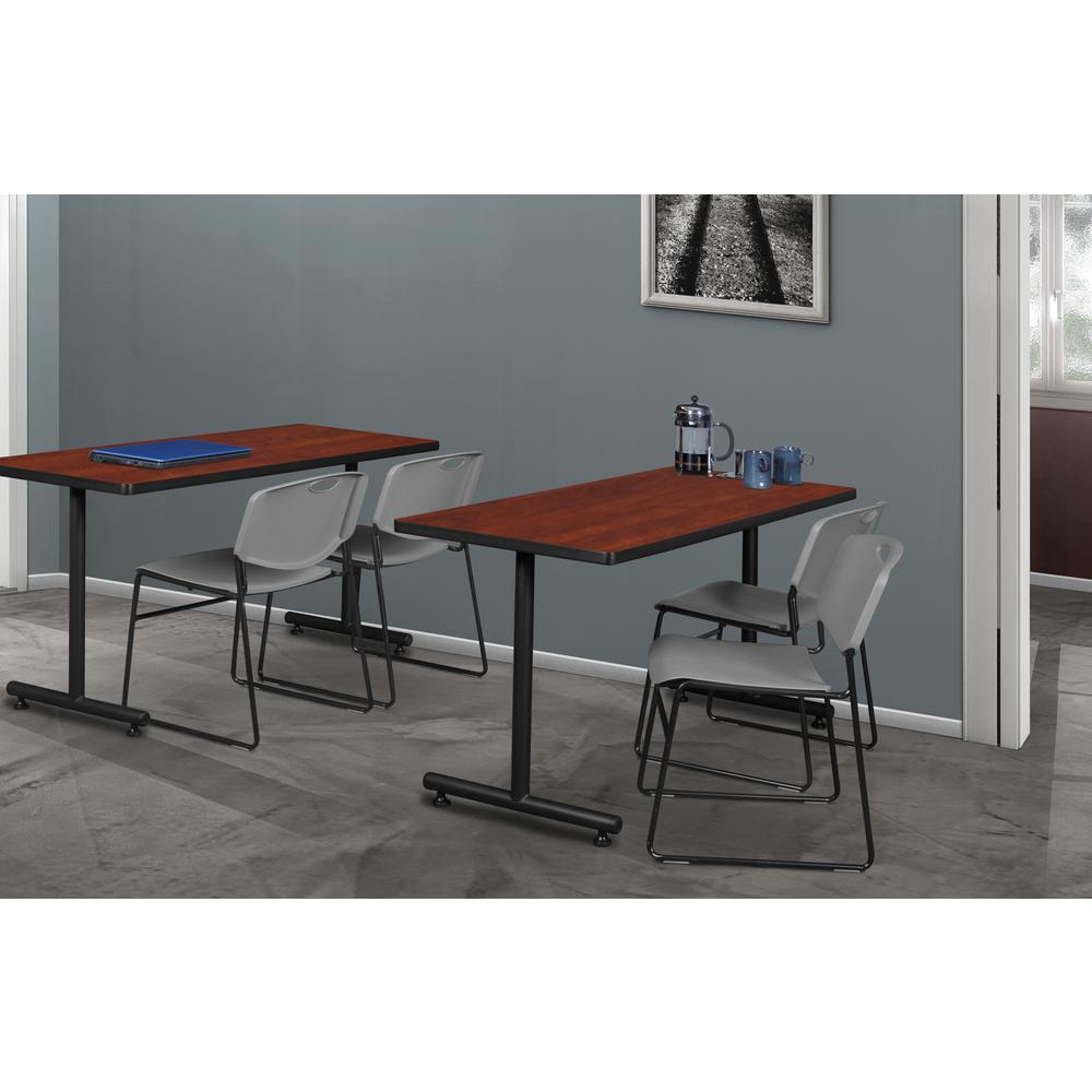 48" x 24" Kobe Training Table- Cherry & 2 Zeng Stack Chairs- Grey. Picture 2