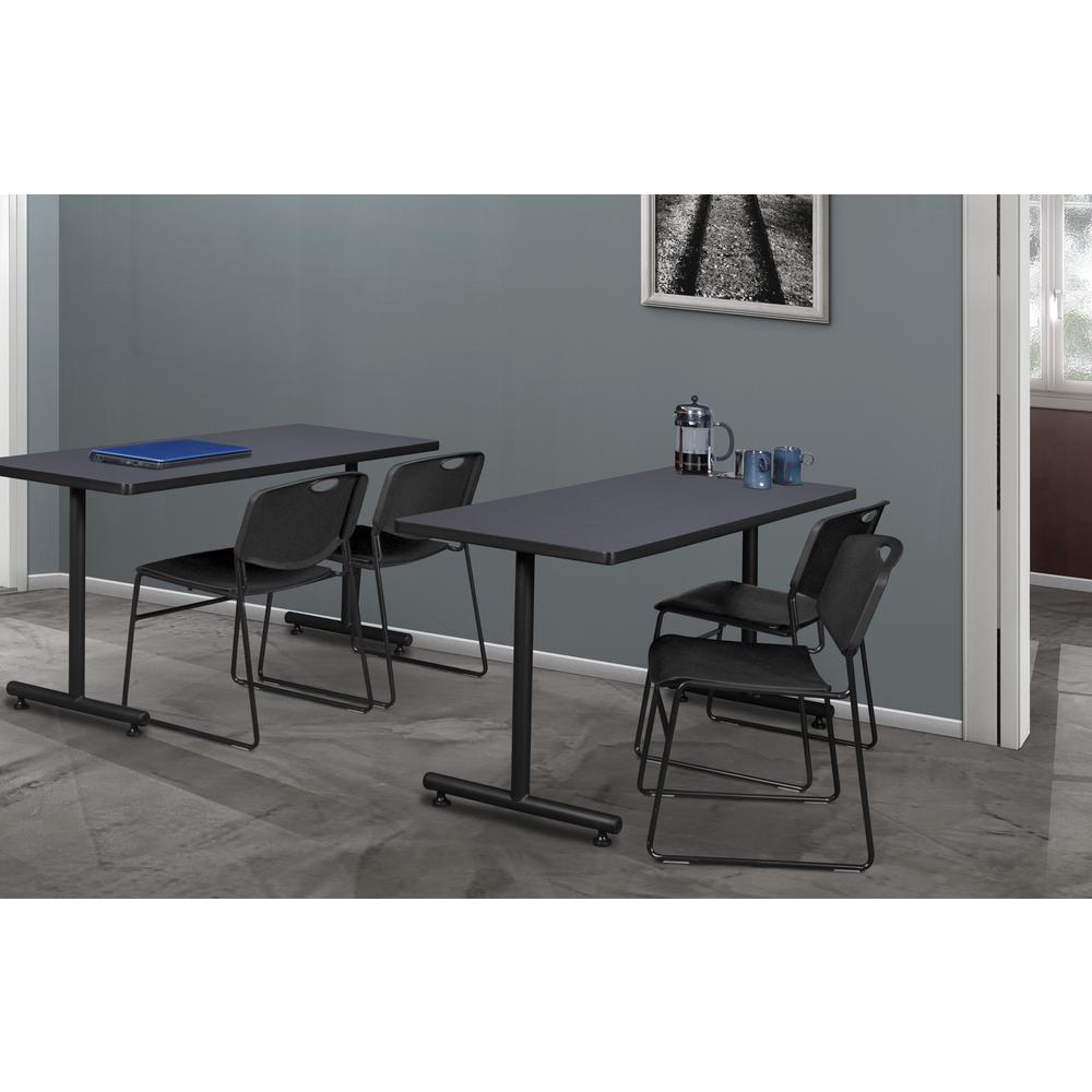 48" x 24" Kobe Training Table- Grey & 2 Zeng Stack Chairs- Black. Picture 2