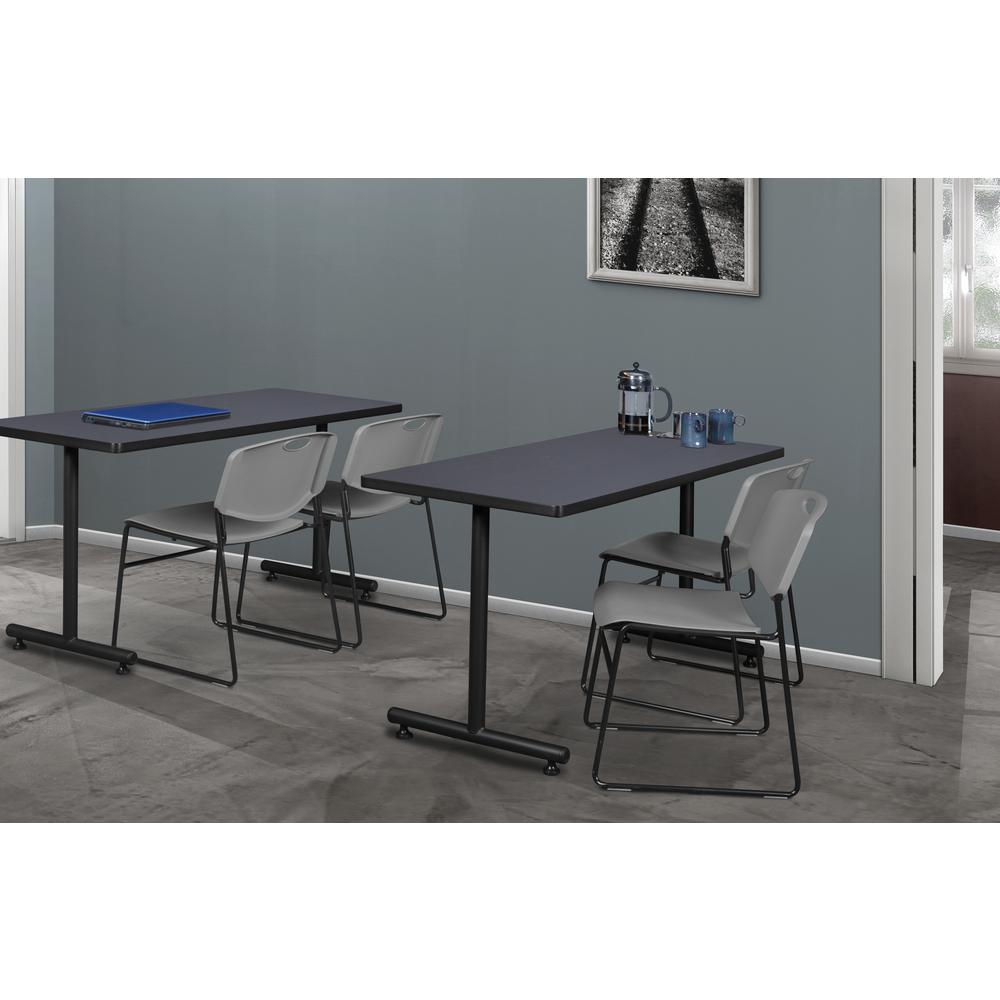 48" x 24" Kobe Training Table- Grey & 2 Zeng Stack Chairs- Grey. Picture 2