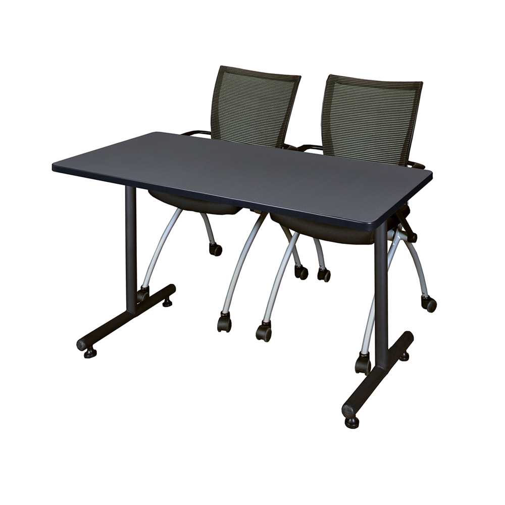 48" x 24" Kobe Training Table- Grey & 2 Apprentice Chairs- Black. Picture 1