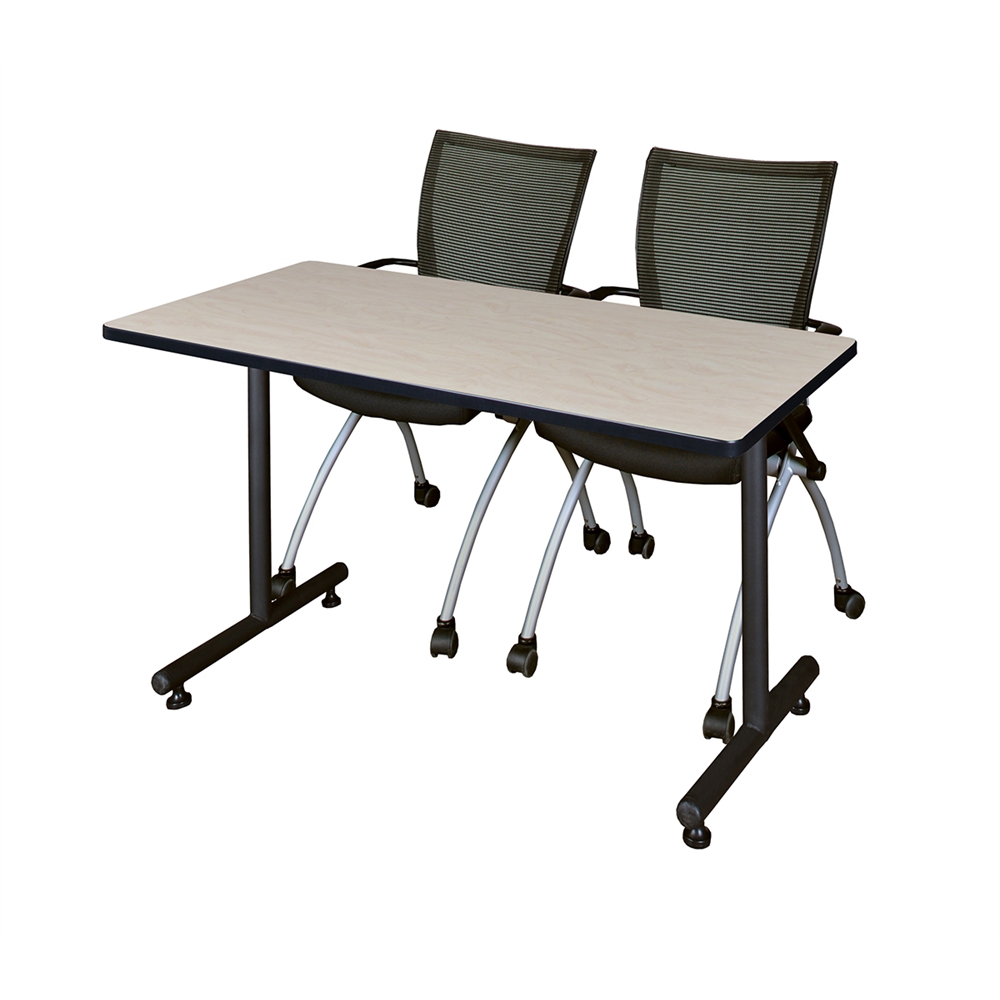 48" x 24" Kobe Training Table- Maple & 2 Apprentice Chairs- Black. Picture 1