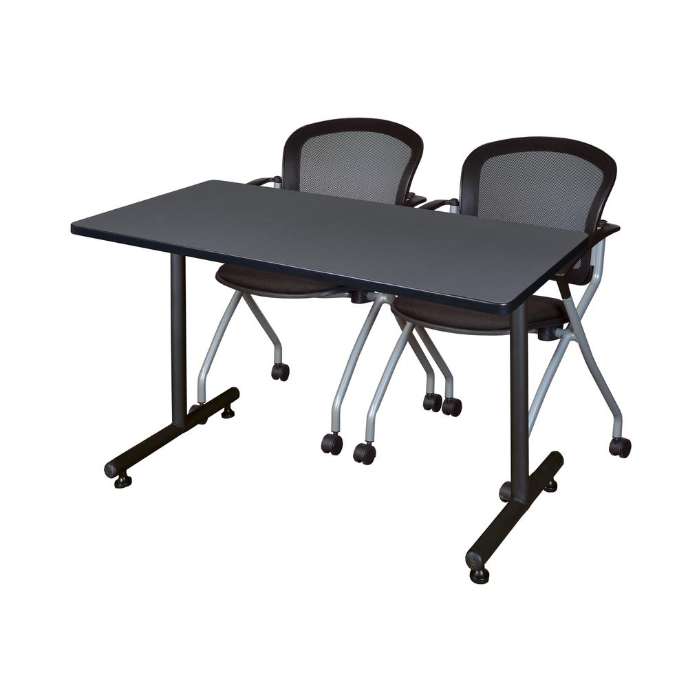 48" x 30" Kobe Training Table- Grey and 2 Cadence Nesting Chairs. Picture 1