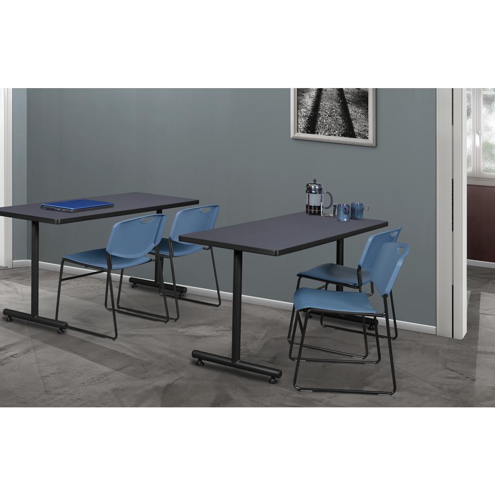 48" x 30" Kobe Training Table- Grey and 2 Zeng Stack Chairs- Blue. Picture 8