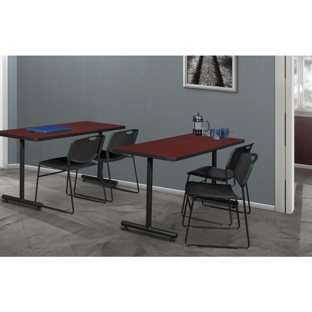 48" x 30" Kobe Training Table- Mahogany and 2 Zeng Stack Chairs- Black. Picture 8