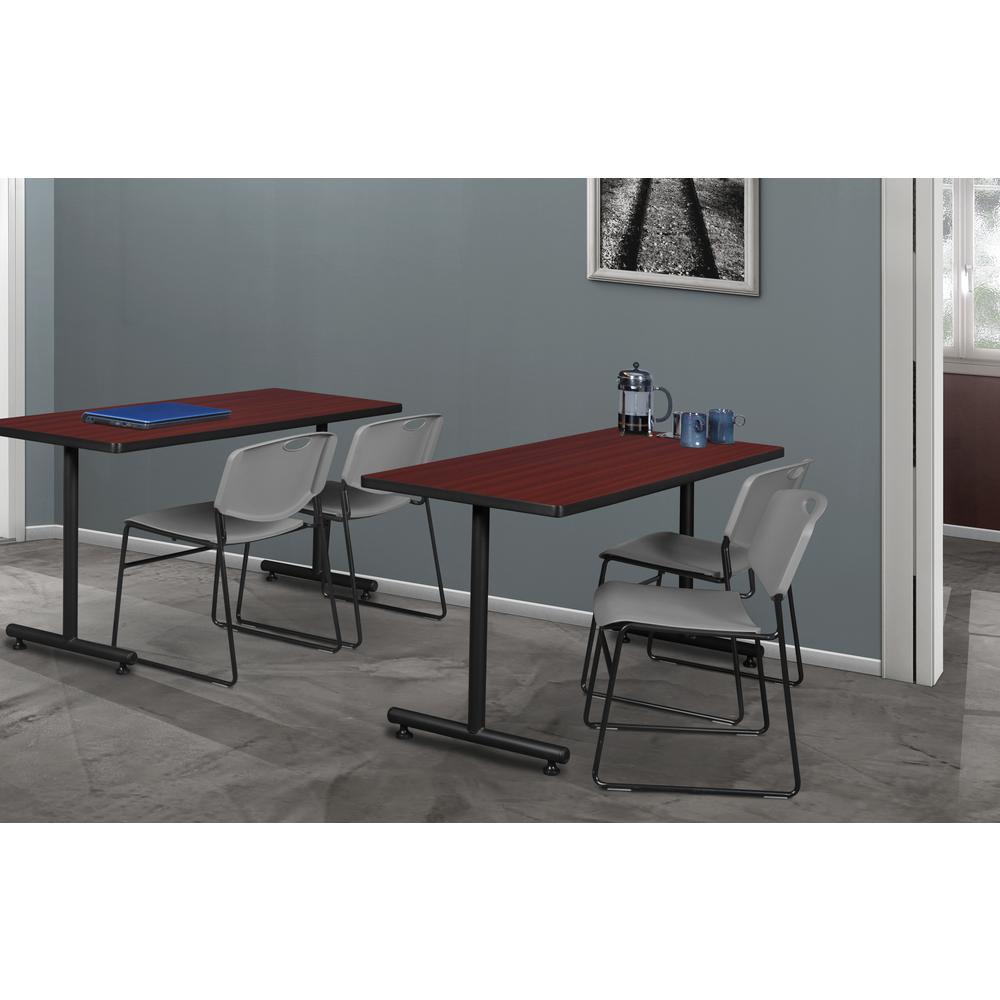48" x 30" Kobe Training Table- Mahogany and 2 Zeng Stack Chairs- Grey. Picture 8