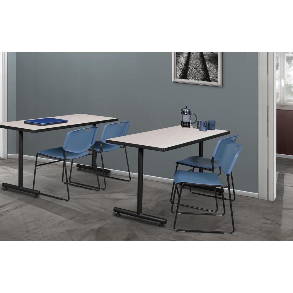 48" x 30" Kobe Training Table- Maple and 2 Zeng Stack Chairs- Blue. Picture 8