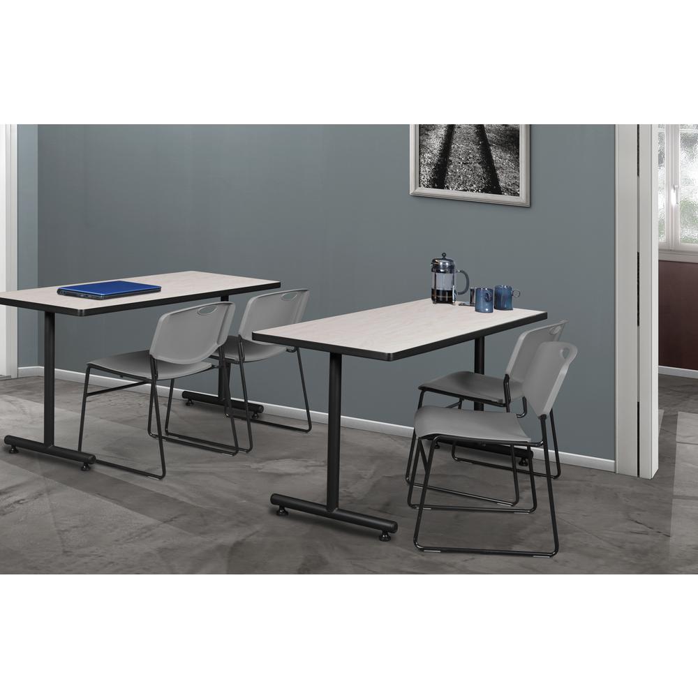 48" x 30" Kobe Training Table- Maple and 2 Zeng Stack Chairs- Grey. Picture 8