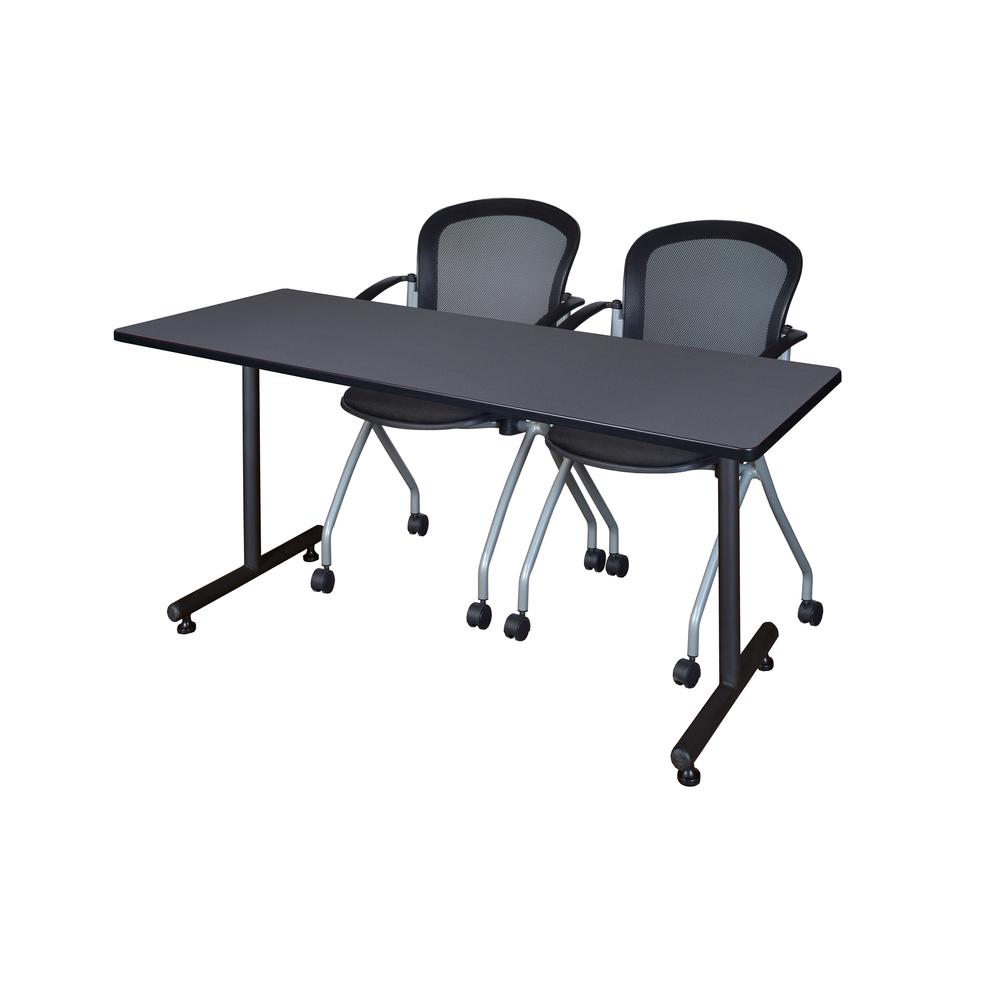 60" x 30" Kobe Training Table- Grey and 2 Cadence Nesting Chairs. Picture 1