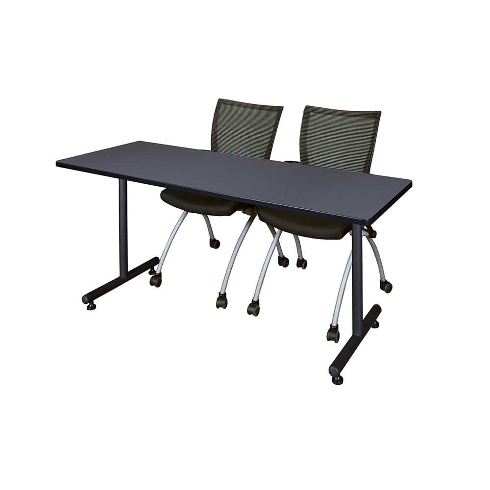 66" x 24" Kobe Training Table- Grey & 2 Apprentice Chairs- Black. Picture 1