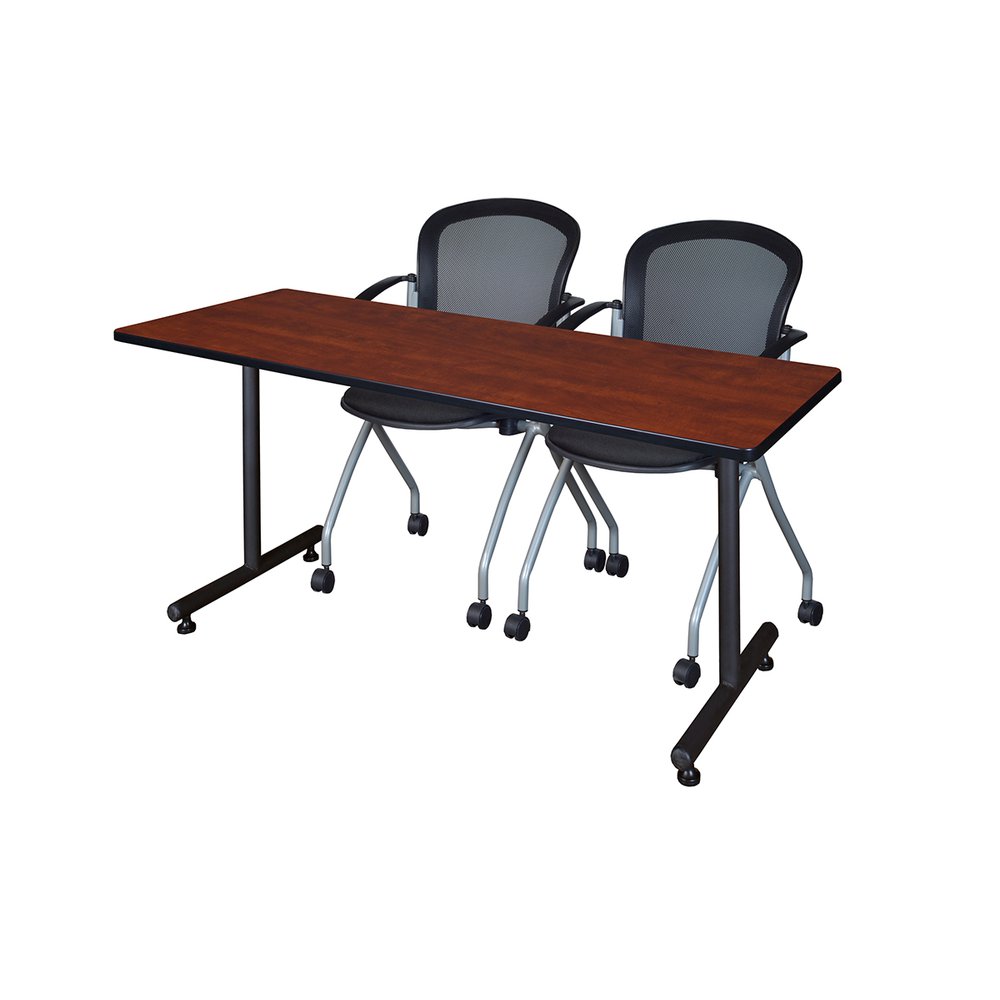72" x 24" Kobe Training Table- Cherry and 2 Cadence Nesting Chairs. Picture 1