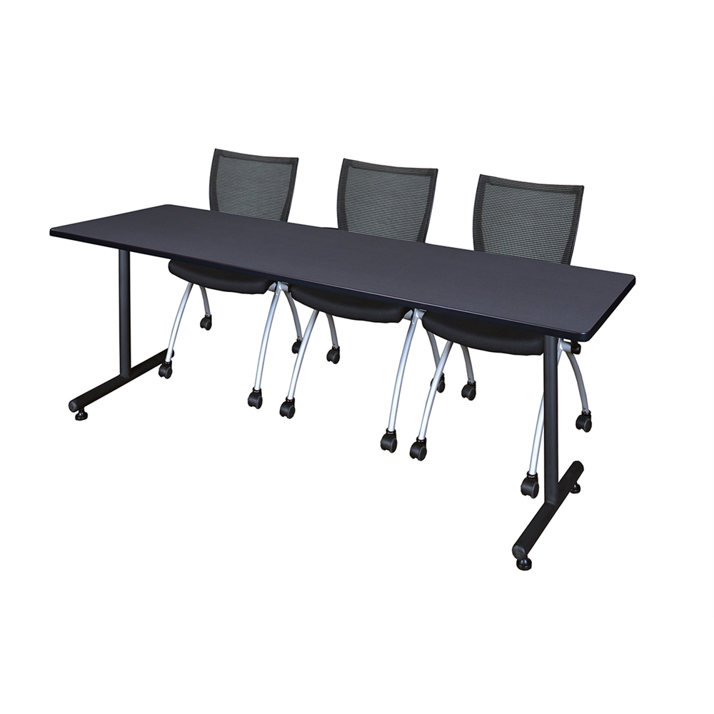 84" x 24" Kobe Training Table- Grey & 3 Apprentice Chairs- Black. Picture 1
