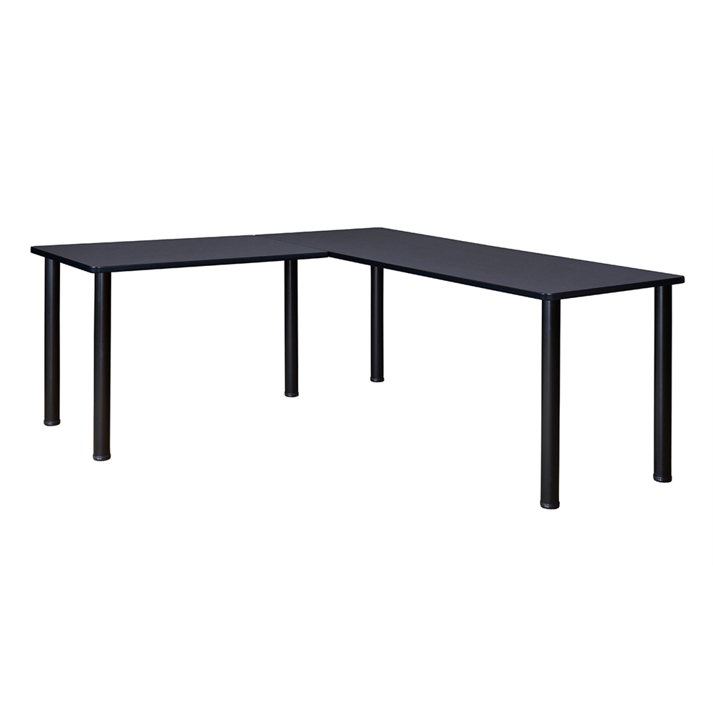 Kee 60" L-Desk with 42" Return, Grey/Black. Picture 1