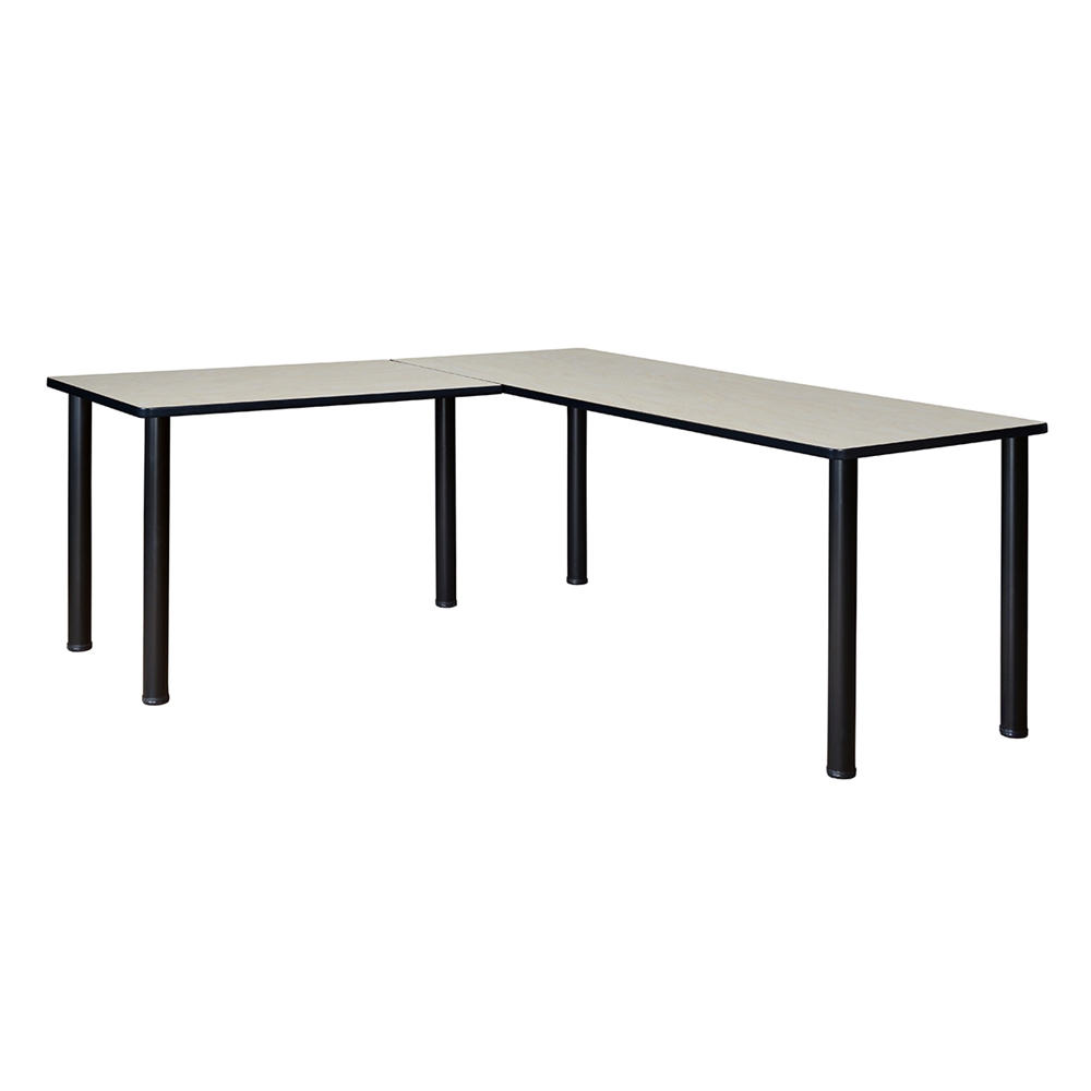 Kee 60" L-Desk with 42" Return, Maple/Black. Picture 1