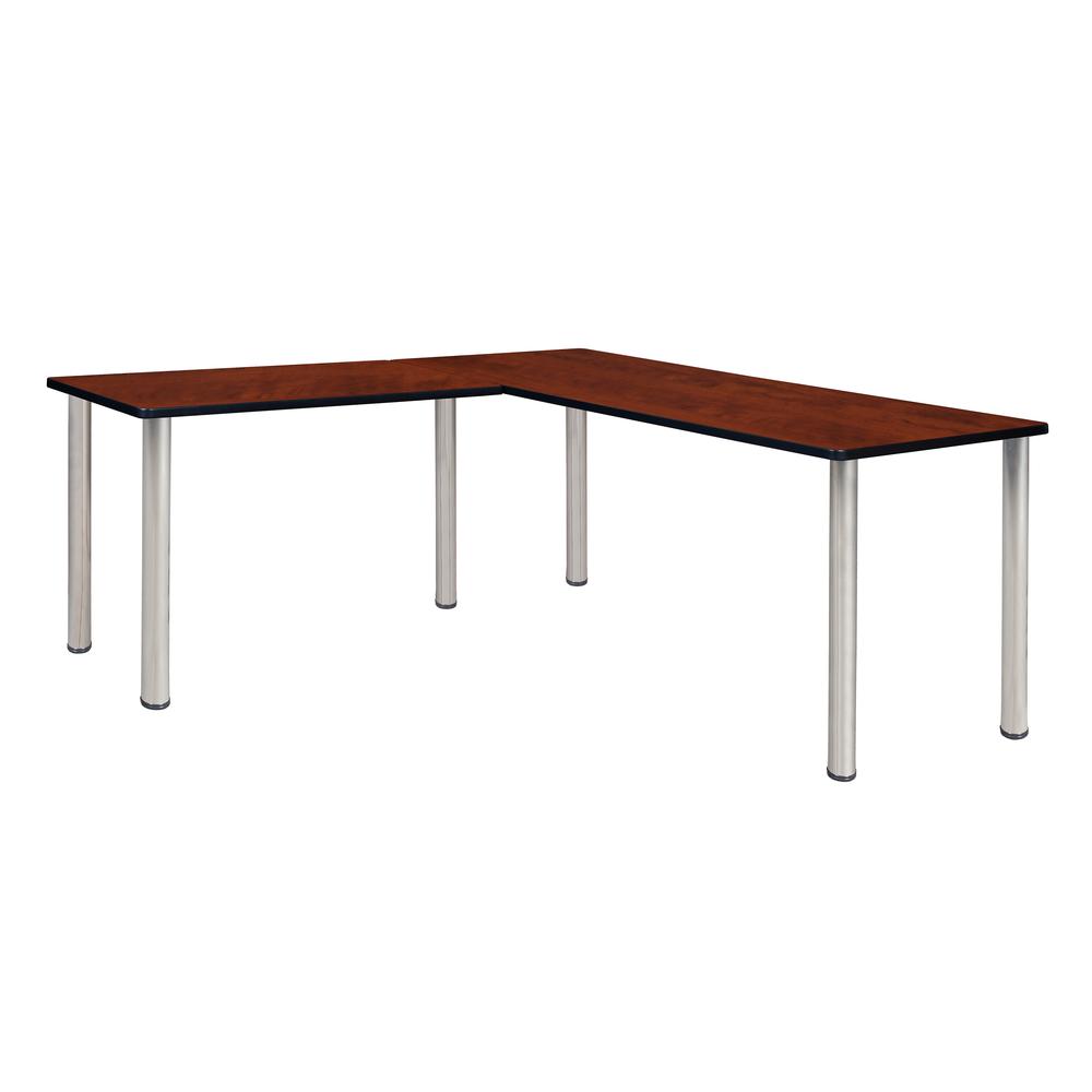 Kee 66" L-Desk with 42" Return, Cherry/Chrome. Picture 1