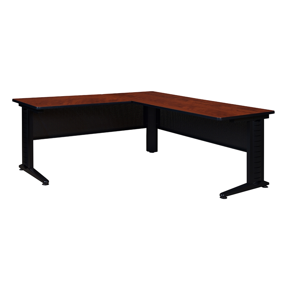 Fusion 66" L-Desk Shell with 42" Return- Cherry. Picture 1