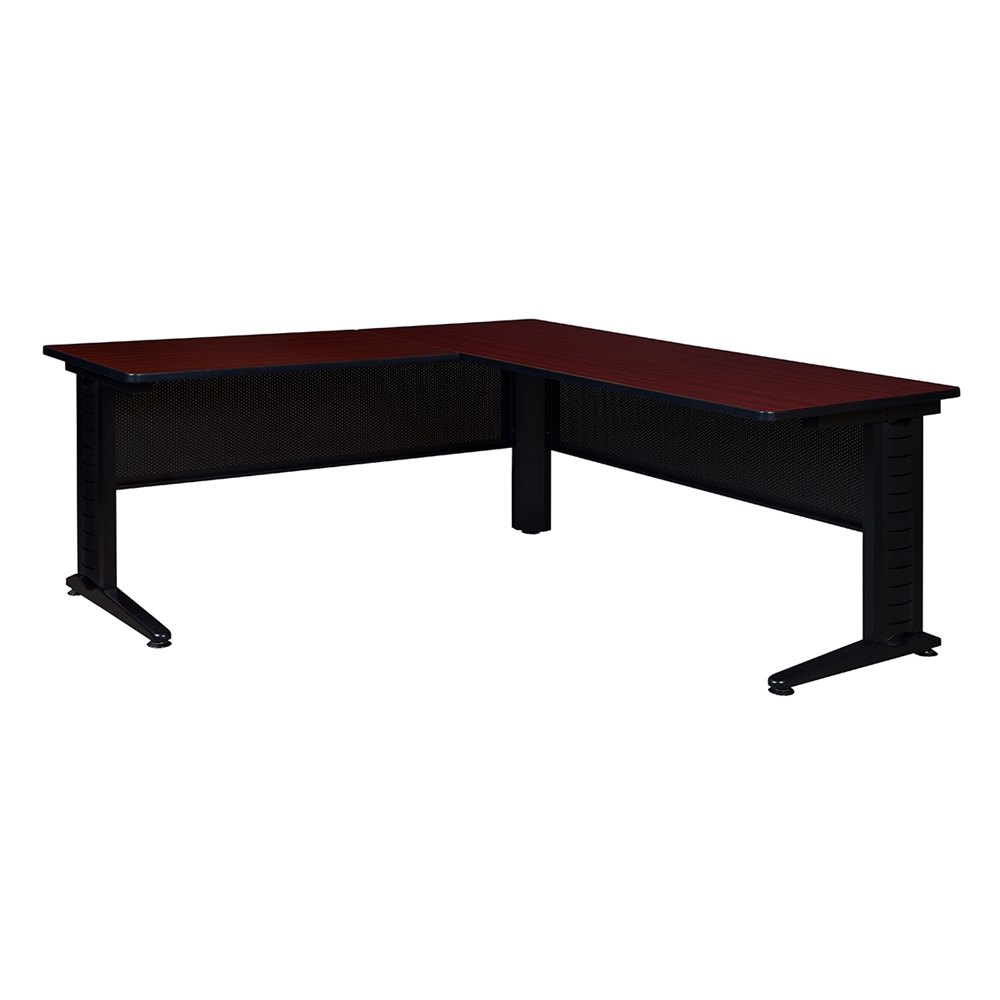 Fusion 66" L-Desk Shell with 48" Return- Mahogany. Picture 1
