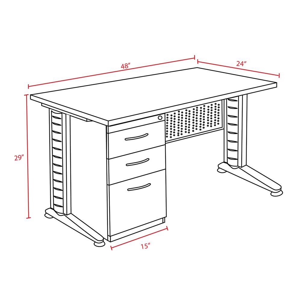 Regency Fusion 48 x 24 Teachers Desk with Single Pedestal Drawer Unit. Picture 4