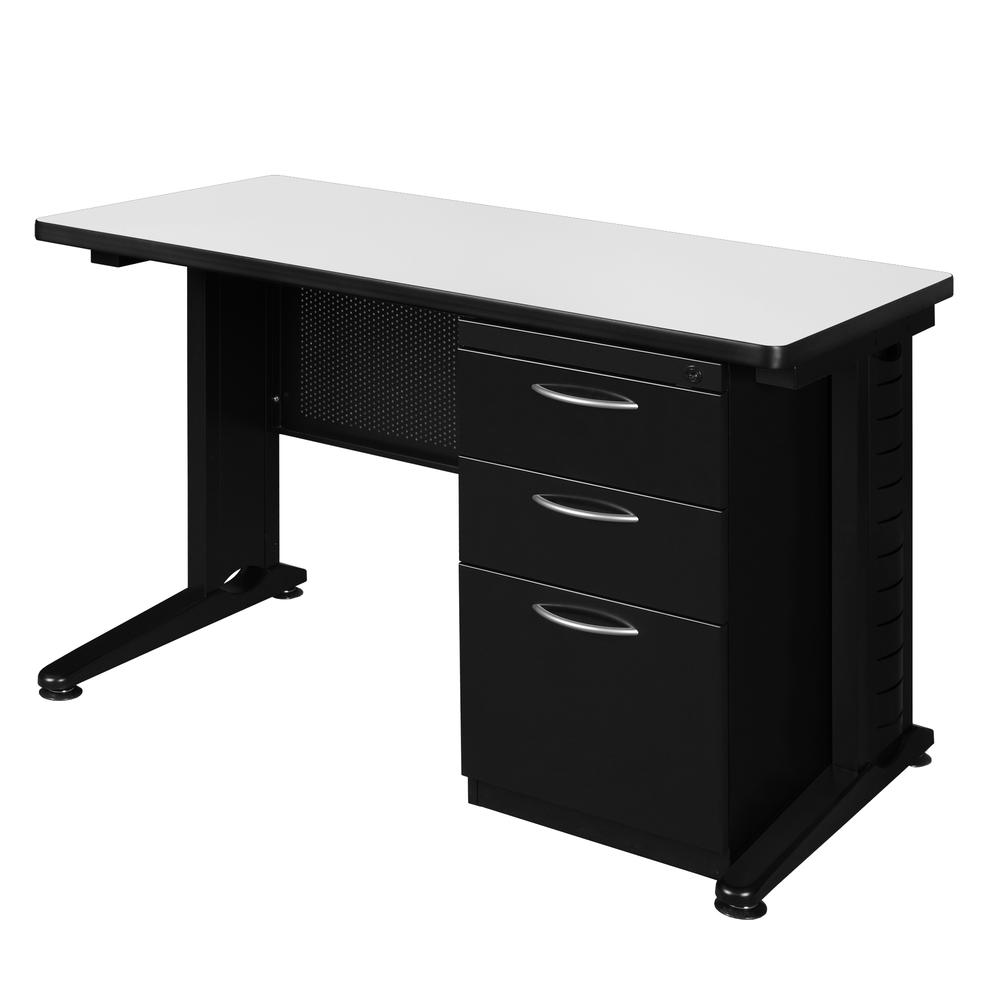 Regency Fusion 48 x 24 Teachers Desk with Single Pedestal Drawer Unit. Picture 1