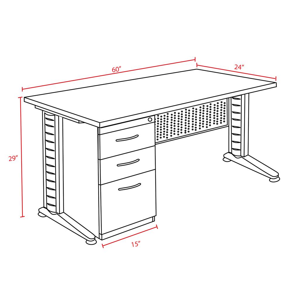 Regency Fusion 60 x 24 Teachers Desk with Single Pedestal Drawer Unit. Picture 4