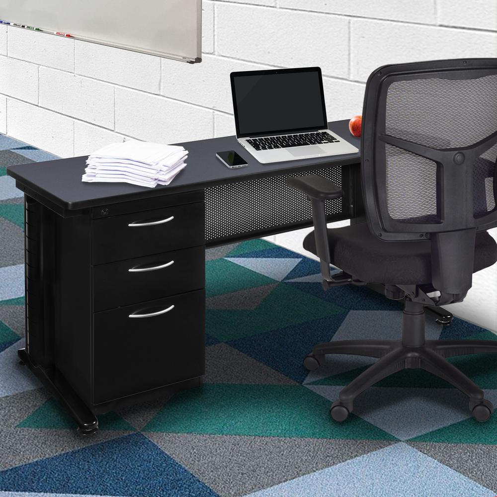 Fusion 60" x 24" Single Pedestal Desk- Grey. Picture 2