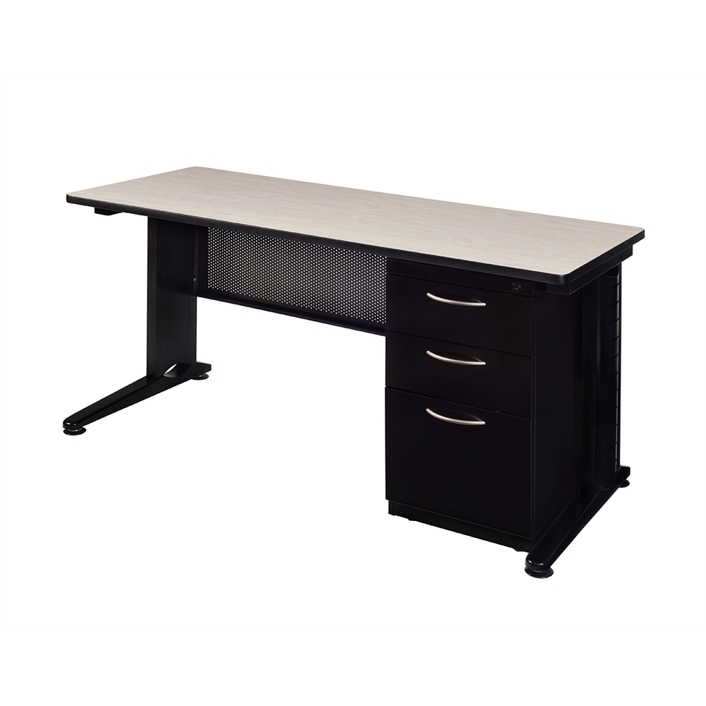 Fusion 60" x 24" Single Pedestal Desk- Maple. Picture 1