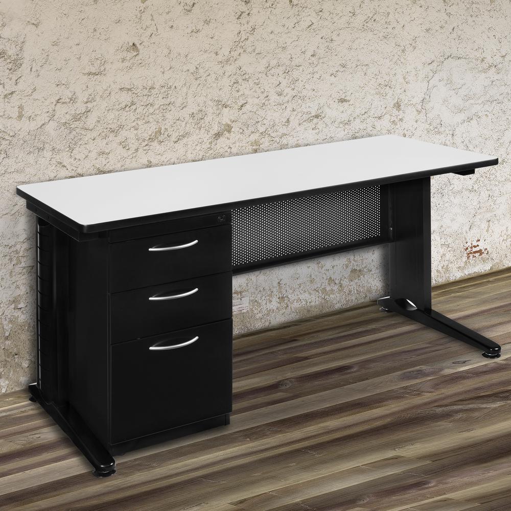 Regency Fusion 60 x 24 Teachers Desk with Single Pedestal Drawer Unit. Picture 2