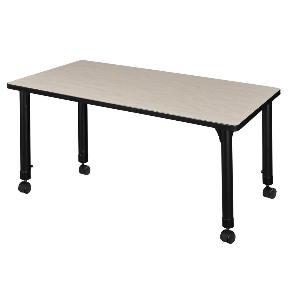 Kee 42" x 24" Height Adjustable Mobile Classroom Table - Maple. Picture 2