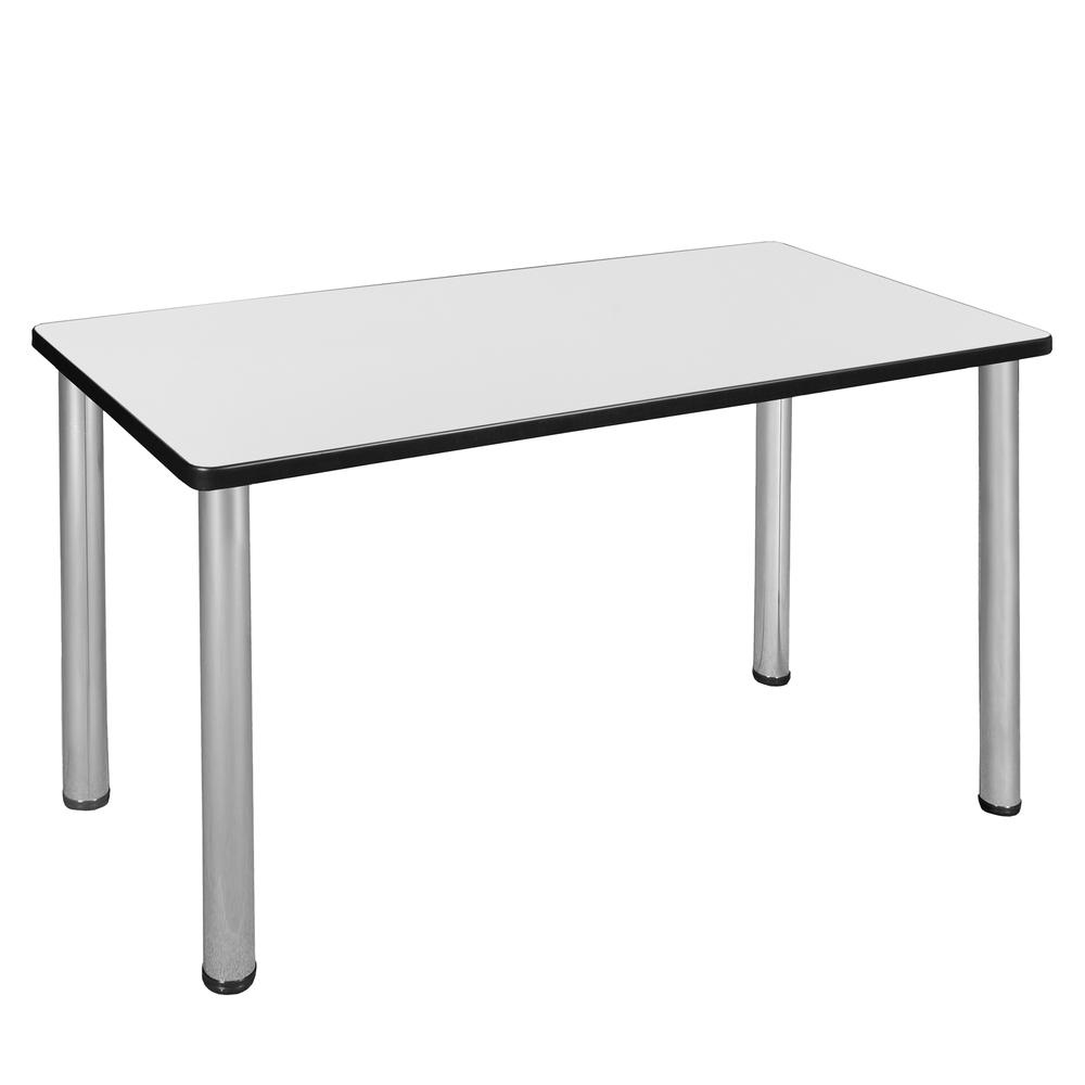 42" x 24" Kee Training Table- White/ Chrome. Picture 1