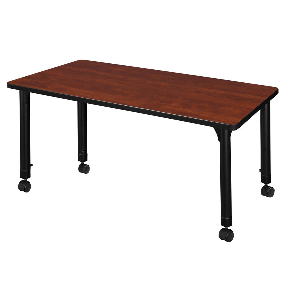 Kee 42" x 30" Height Adjustable Mobile Classroom Table - Cherry. Picture 2