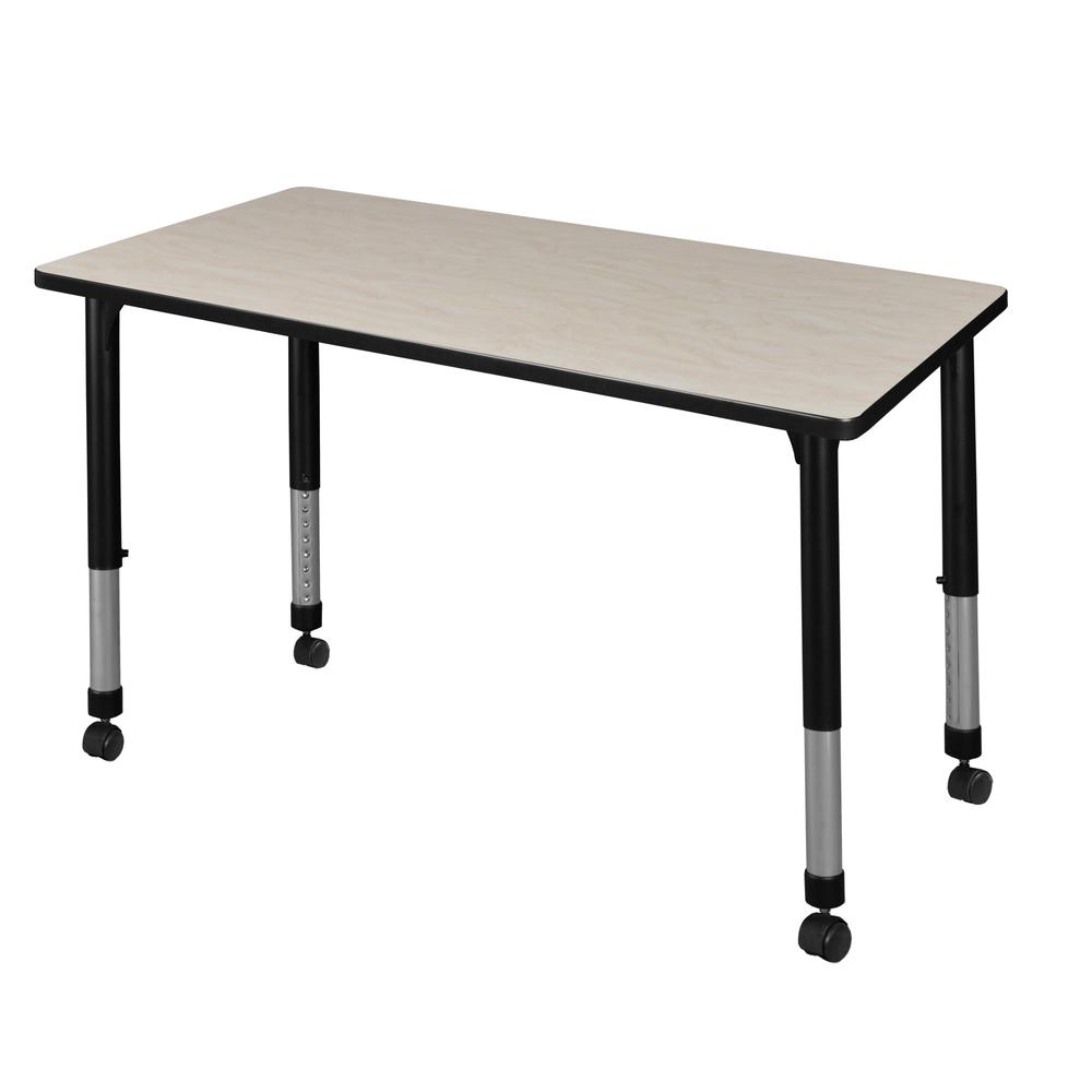 Kee 42" x 30" Height Adjustable Mobile Classroom Table - Maple. Picture 1