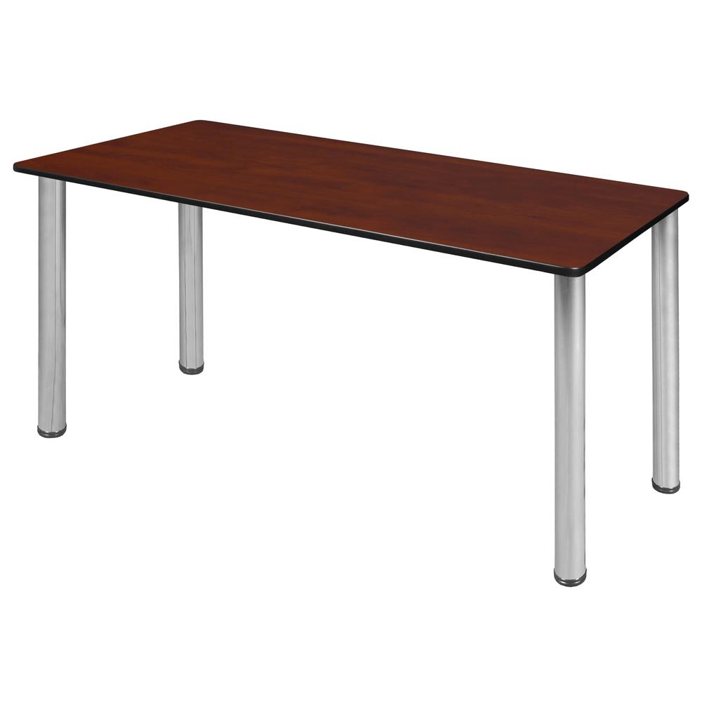 Kee 48" x 24" Slim Table - Cherry/ Chrome. Picture 1