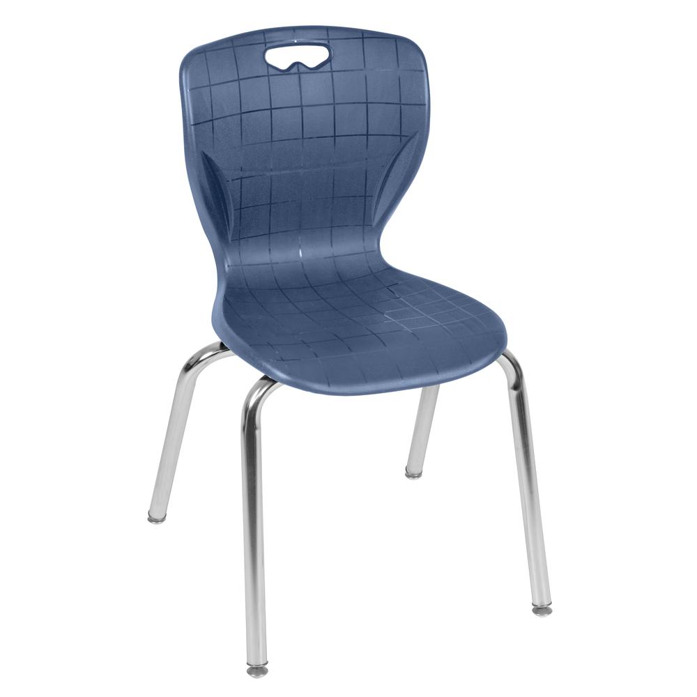 Kee 48" x 24" Height Adjustable Classroom Table - Cherry & 2 Andy 18-in Stack Chairs- Navy Blue. Picture 4