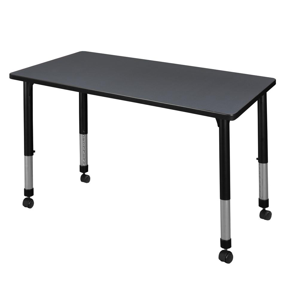 Kee 48" x 30" Height Adjustable Mobile  Classroom Table - Grey. Picture 1
