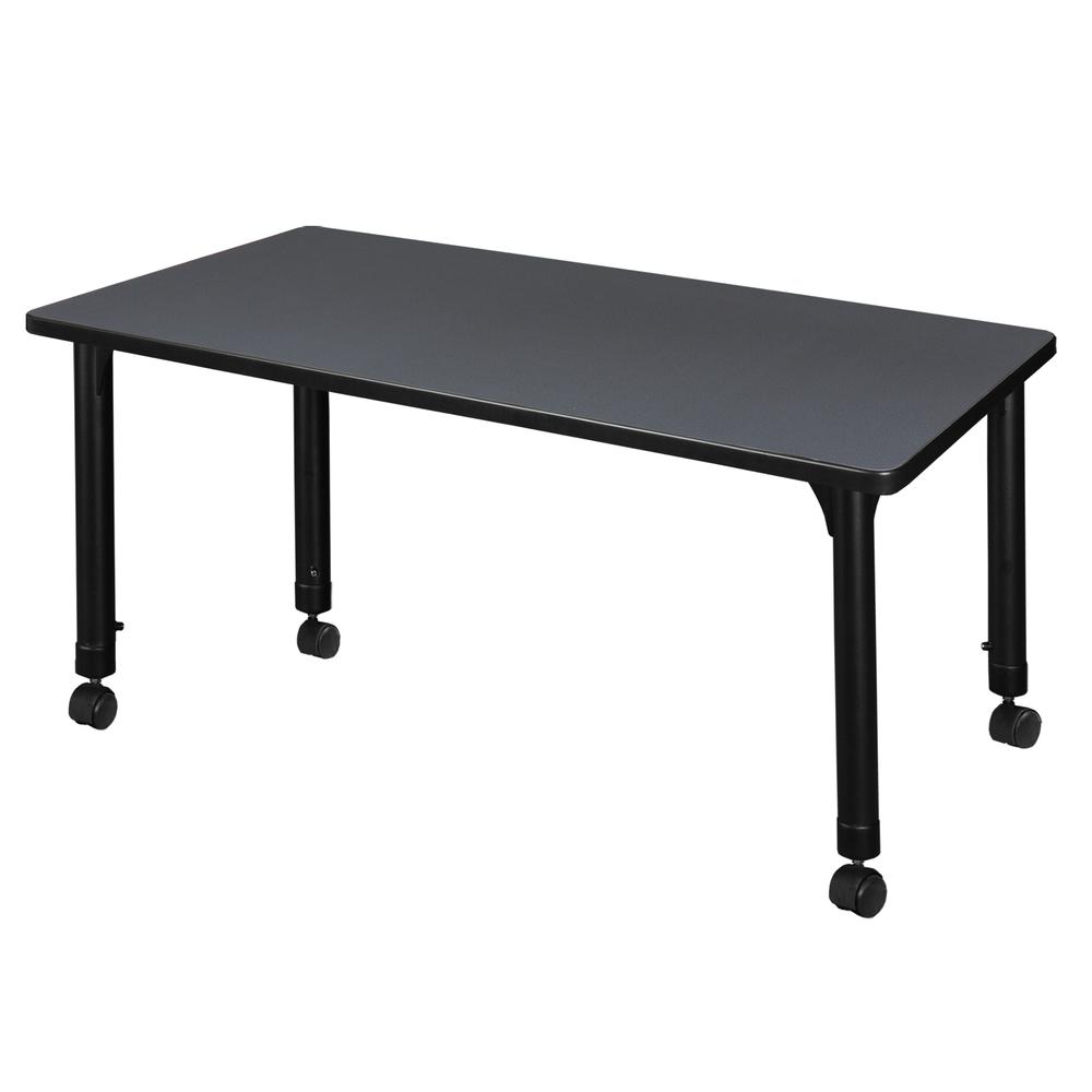Kee 48" x 30" Height Adjustable Mobile  Classroom Table - Grey. Picture 2