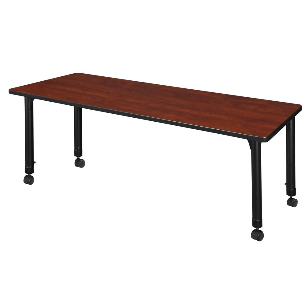 Kee 60" x 24" Height Adjustable Mobile Classroom Table - Cherry. Picture 2