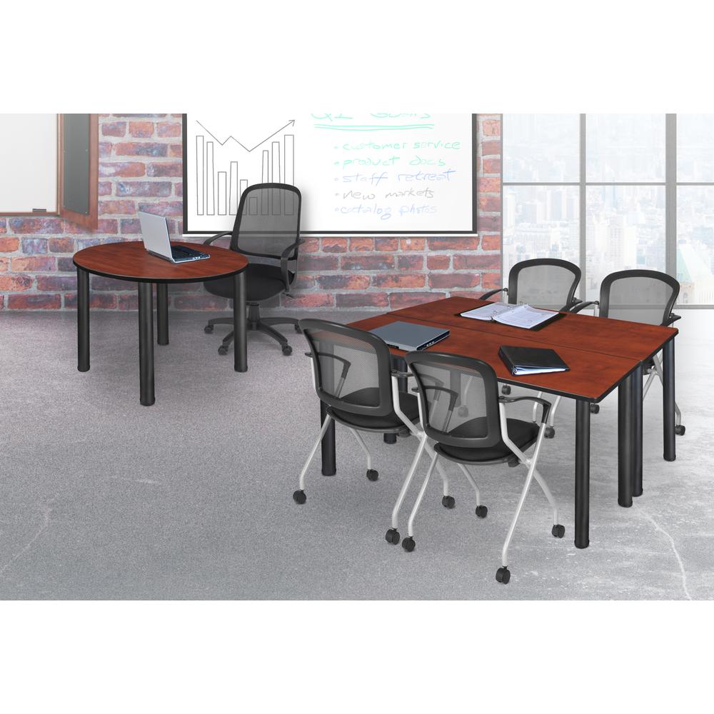 60" x 24" Kee Training Table- Cherry/Black and 2 Cadence Nesting Chairs. Picture 6