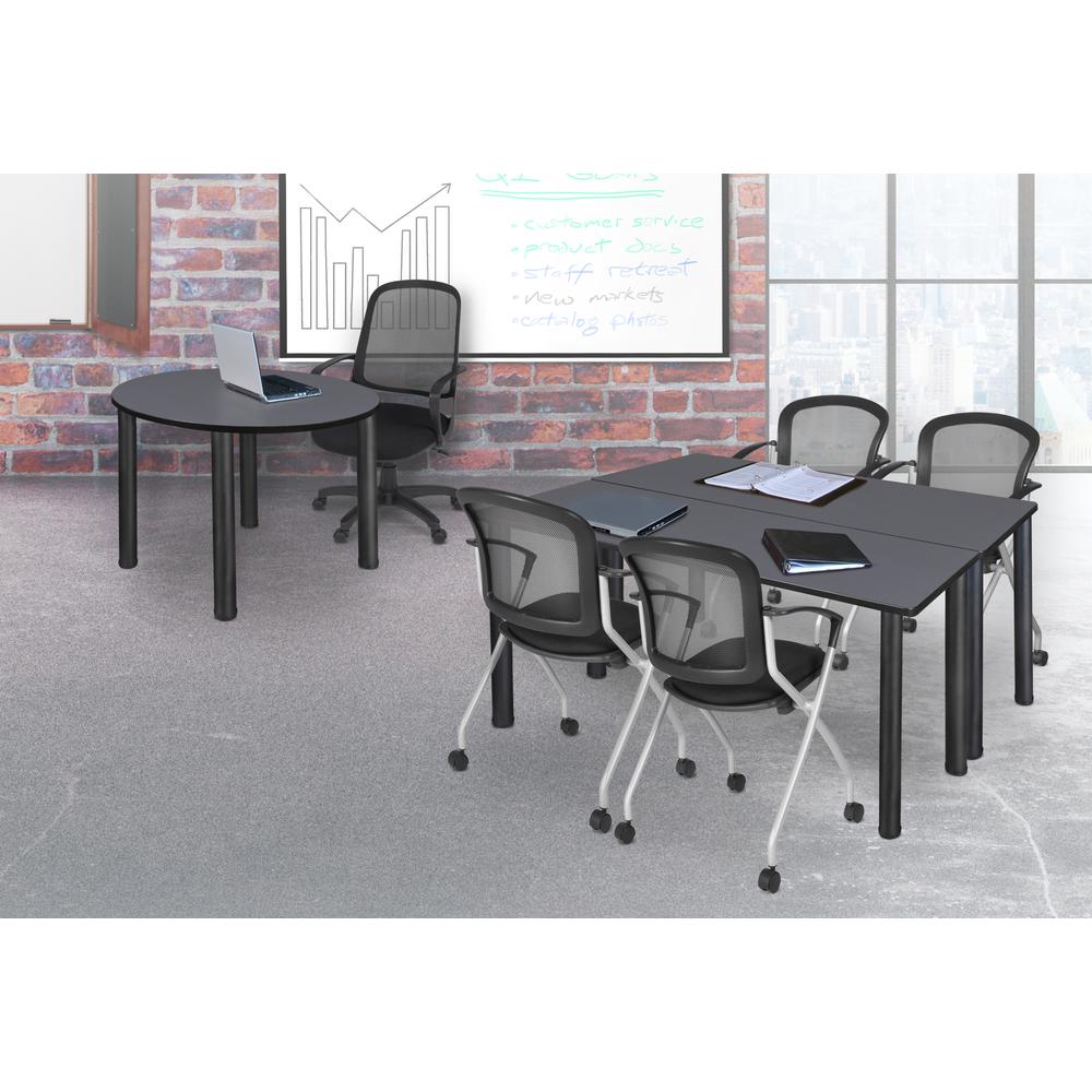 60" x 24" Kee Training Table- Grey/Black and 2 Cadence Nesting Chairs. Picture 6