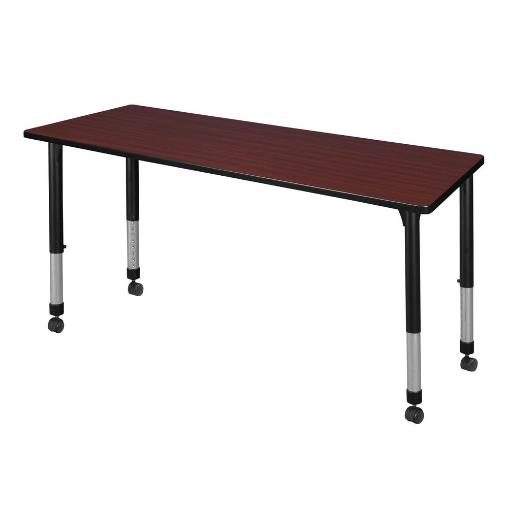 Kee 60" x 24" Height Adjustable Mobile Classroom Table - Mahogany. Picture 1