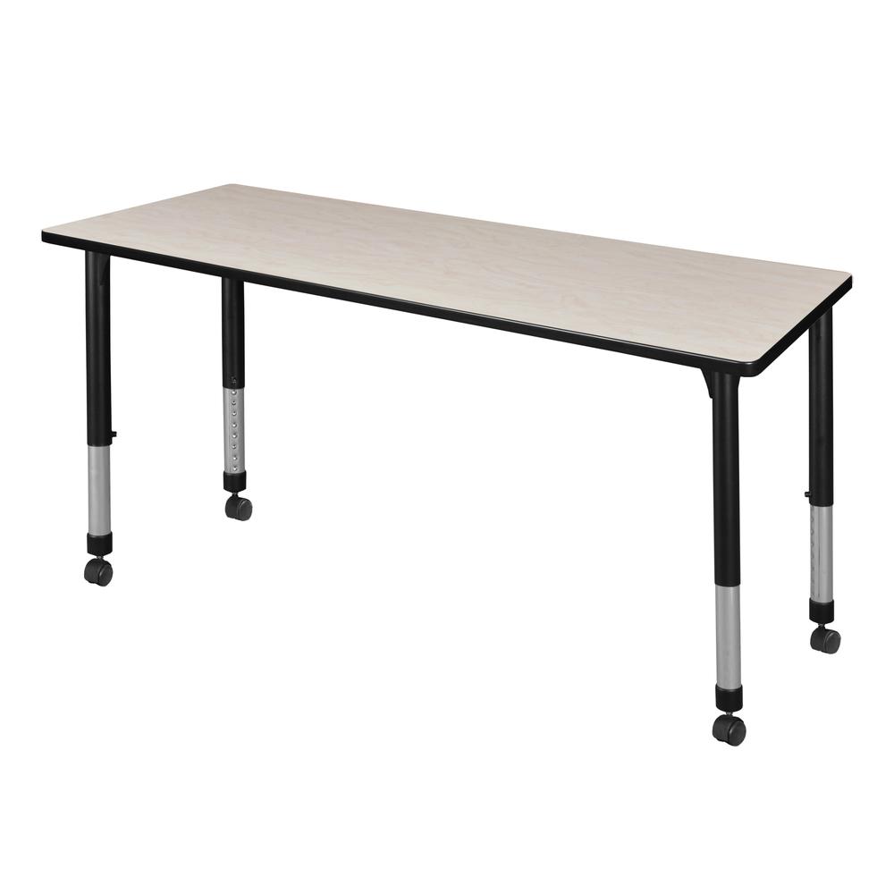 Kee 60" x 24" Height Adjustable Mobile  Classroom Table - Maple. Picture 1