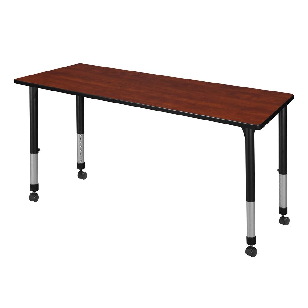Kee 66" x 24" Height Adjustable Mobile Classroom Table - Cherry. Picture 1