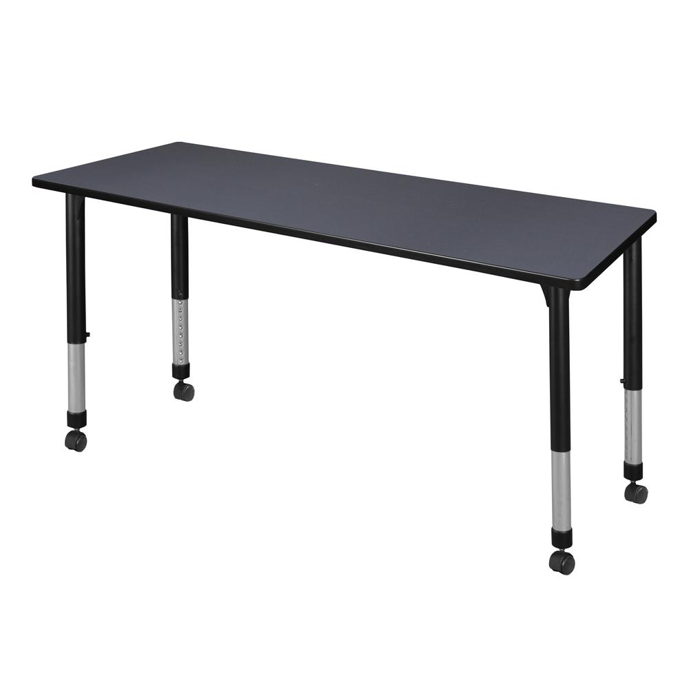 Kee 66" x 24" Height Adjustable Mobile Classroom Table - Grey. Picture 1