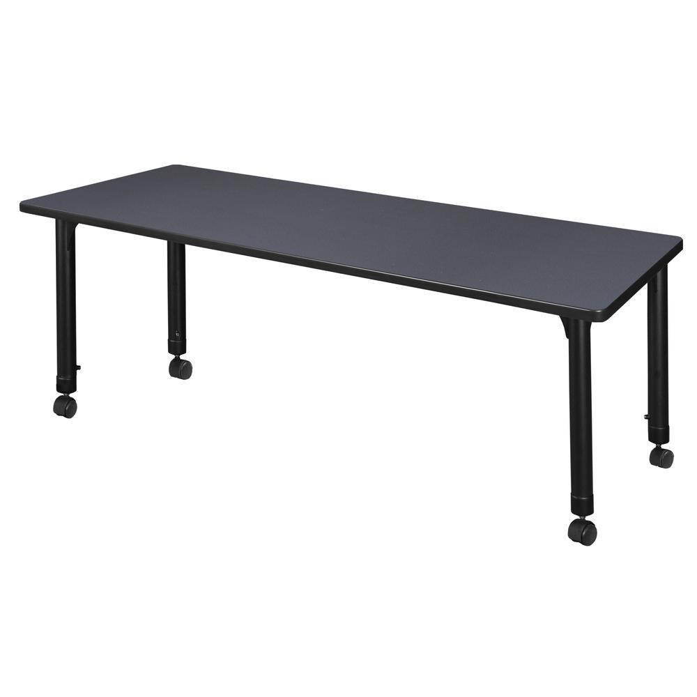 Kee 66" x 24" Height Adjustable Mobile Classroom Table - Grey. Picture 2